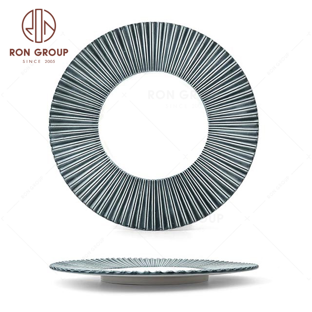 RNPCM051S 10.75Inch 12.5inch Noble elegant restaurant wedding caterers cafe bar decorate ceramic dinner Starry Blue Shallow Plate