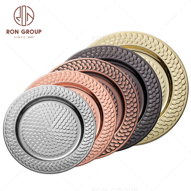 RNPKS228-9 Wholesale Dining Plate Restaurant Hotel Bar Cafe Wedding Stainless Steel Plate