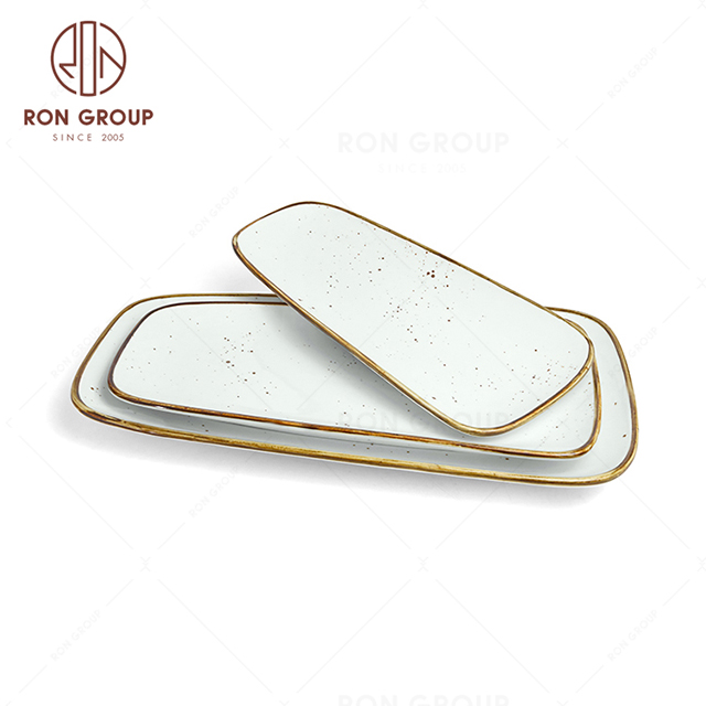 RonGroup New Color Chip Proof  Collection Misty White Bule -  Bread Shape  Plate 