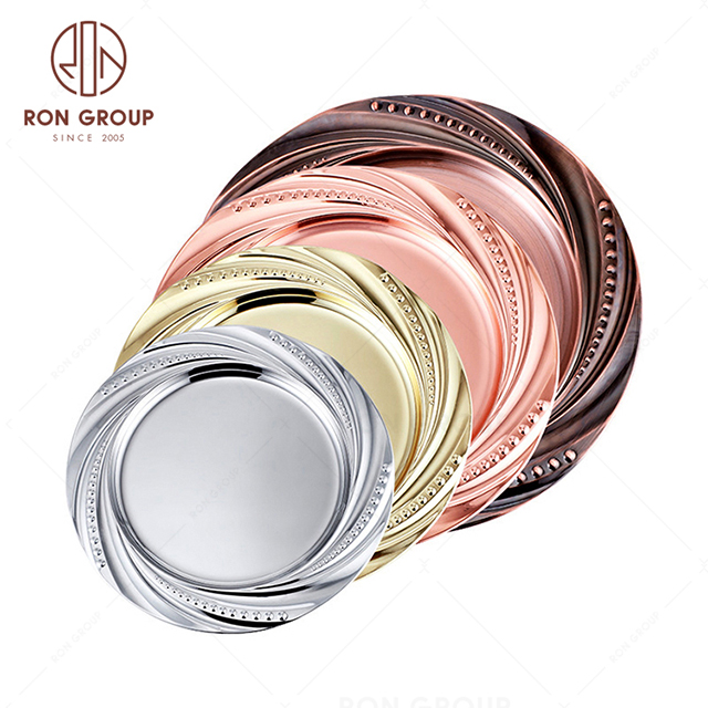 RNPKS228-2 Factory Wholesale Dining Plate Restaurant Hotel Bar Cafe Wedding Stainless Steel Plate