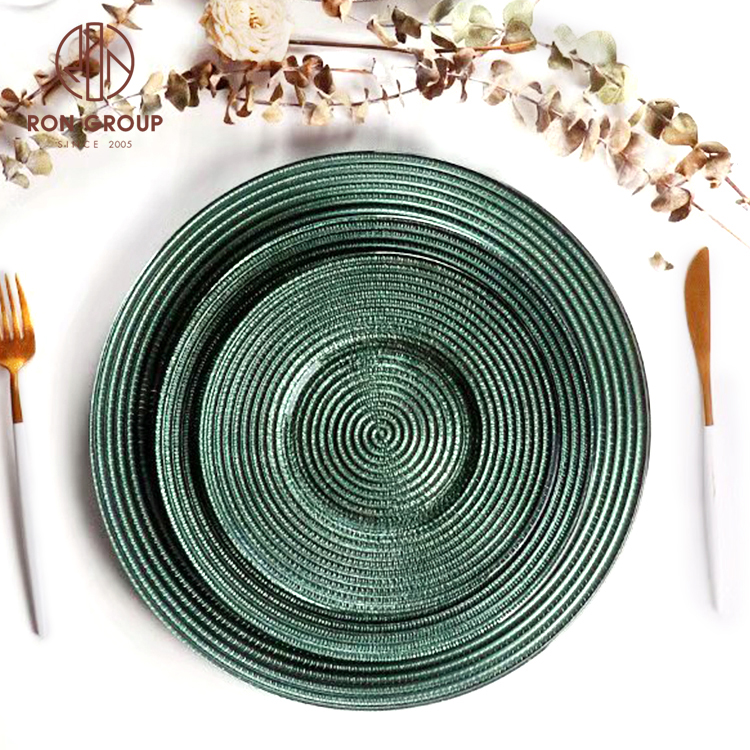 New Arrival Party Wedding Hotel Used 13 Inch Round Charger Plates Glass Charger Plate