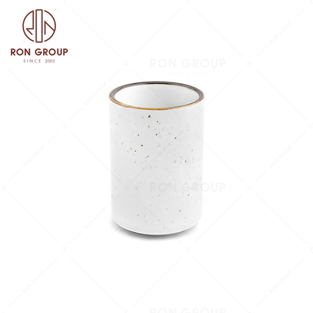 RonGroup New Color Cream White Chip Proof Porcelain  Collection - Ceramic Drinkware  Straight Tea Cup 