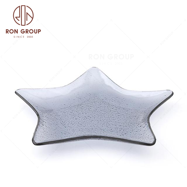 RNPG229-102 Factory Wholesale Special design restaurant hotel club bar banquet canteen party wedding Star Shape glass Plate