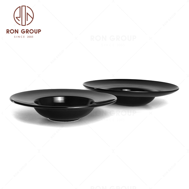 RNPCE003- High Quality Matte Black Style Restaurant Hotel Bar Cafe Wedding Ceramic Hat Shape Plate