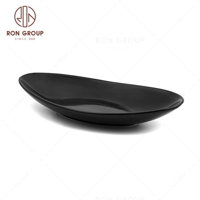 RNPCE015-Modern Design Matte Black Style Restaurant Hotel Bar Cafe Wedding Ceramic Snack Plate