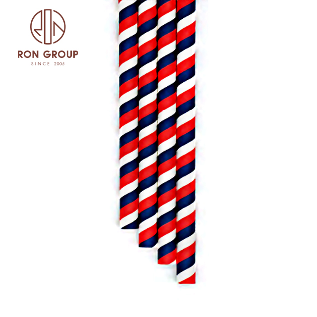 Wholesale Disposable biodegradable paper drinking straw striped paper straws
