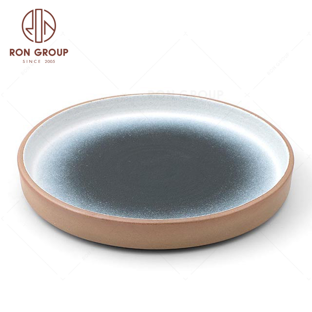 RNPCT1909G-2N High quality Japanese style tableware Terracotta 9" threaded disc Dinnerware For Restaurant Hotel Party 
