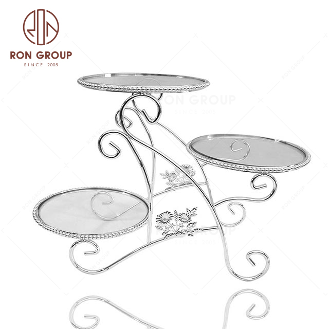 RNBF20544S Exquisite Stainless Steel Wedding Restaurant  Three Tier Cake Stand