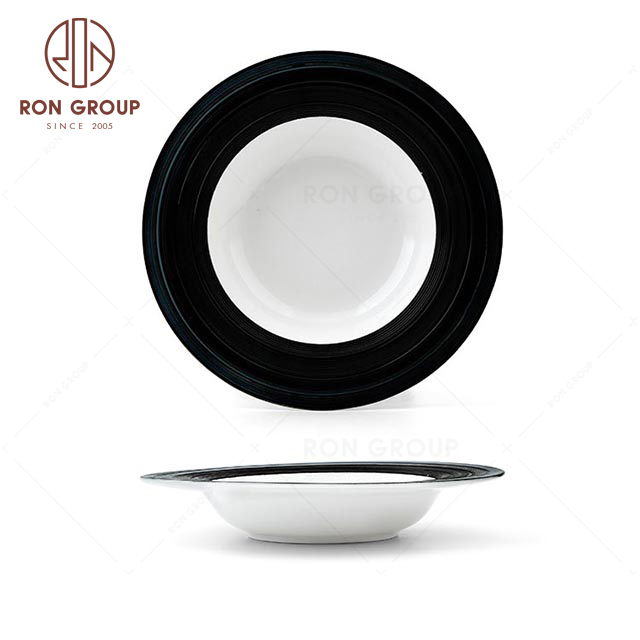 RNPCM063B Matte glazed look 9.75inch high quality restaurant wedding utensils cafe bar decorate ceramic dinner Straw Hat Soup Plate