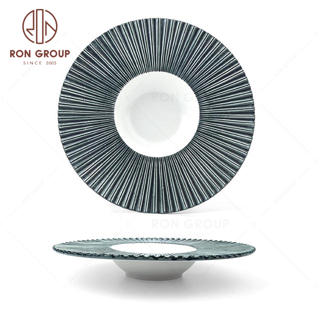 RNPCM059S 11inch Noble elegant restaurant wedding utensils cafe bar decorate ceramic dinner Starry Blue straw hat plate