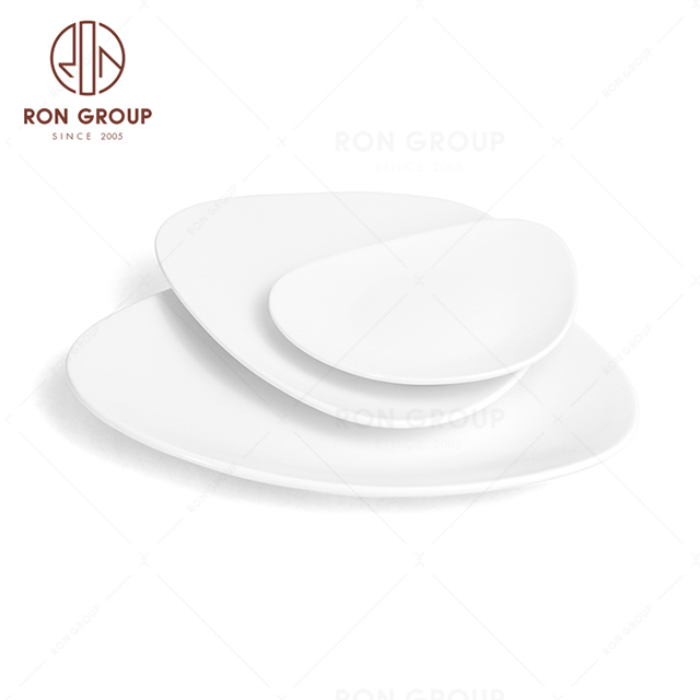 RonGroup New Color Matte White Chip Proof Porcelain  Collection - Ceramic Dinnerware Trigon Plate 