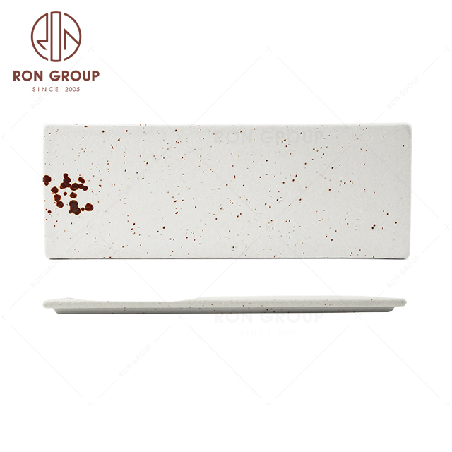 RNPC609-14059 Modern Design Splash ink Style Restaurant Hotel Bar Cafe Wedding Long Flat Meal Plate