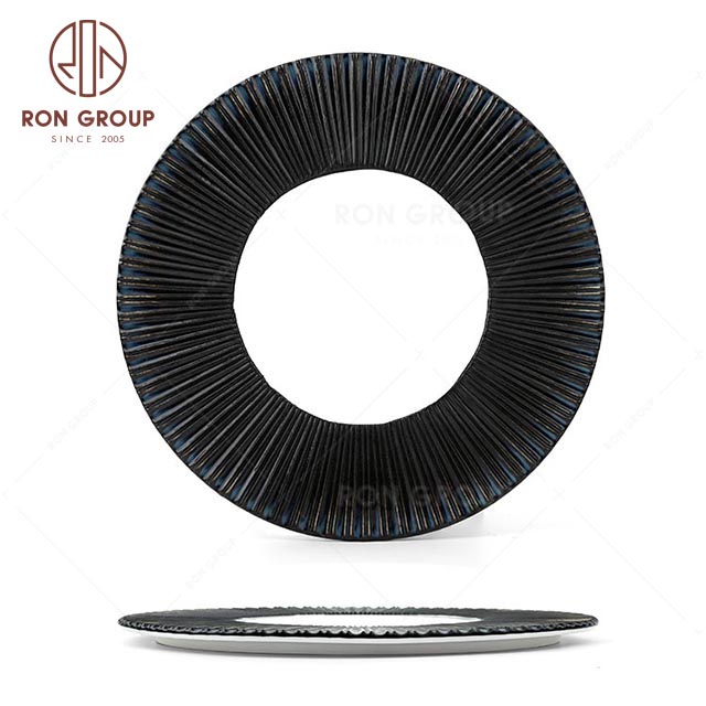 RNPCM057B 10.75 inch flat plate Noble elegant restaurant wedding caterers cafe bar decorate ceramic dinner tableware