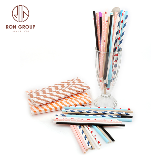 Custom colorful Disposable Biodegradable paper straws paper drinking straw