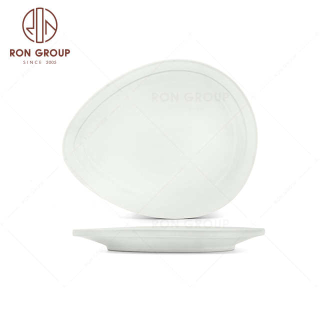 RNPCT2011-3D & RNPCT2011-4D Hot Sales Raindrop White Style Restaurant Hotel Bar Cafe Wedding Peach Shaped Plate