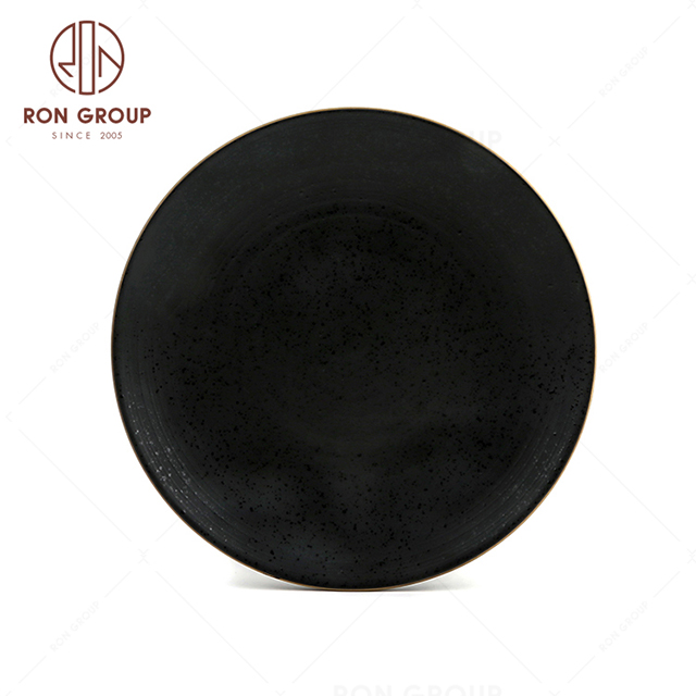 Hot Sale Hotel Porcelain Ceramic Dinner Plates Hotel Black Plates For Restaurant