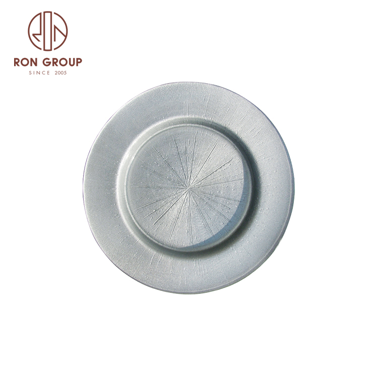 Wholesale Western Wedding Table Decorative Glass Silver Dinner Charger Plates