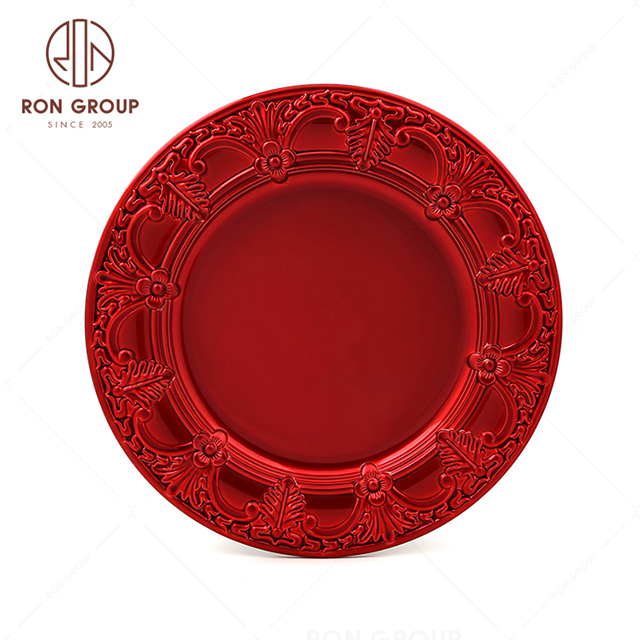 RonGroup High Quality Event Plastic Charger Plate  - Red Wedding Plate 