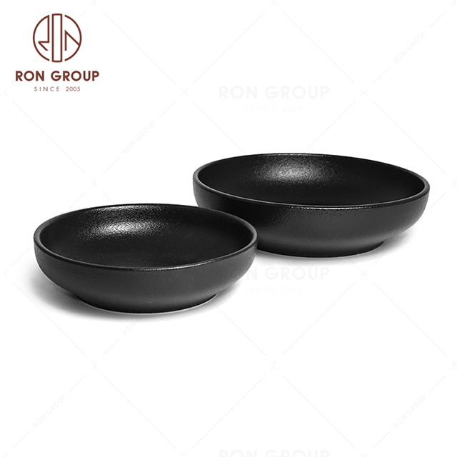RonGroup New Color Matte Black Chip Proof Porcelain  Collection - Ceramic Dinnerware Soup Plate 