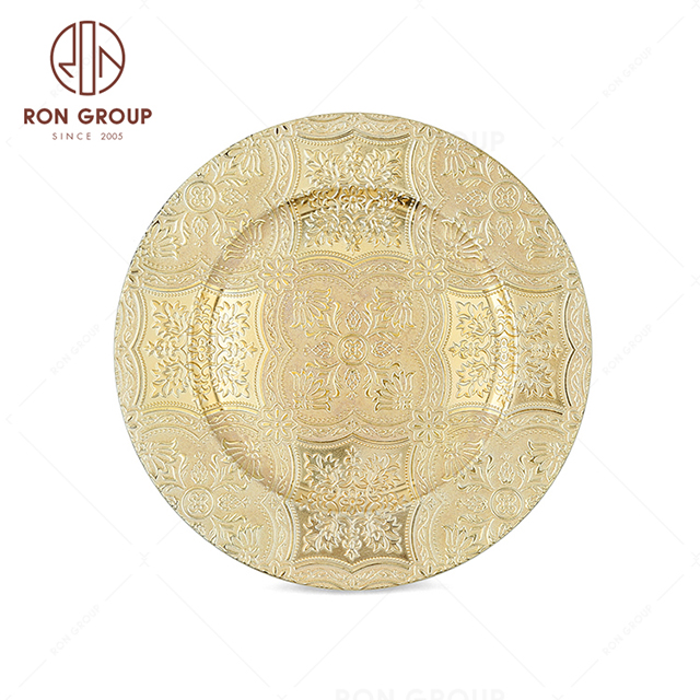 RonGroup High Quality Event Plastic Charger Plate  - Nordic Golden Wedding Plate 
