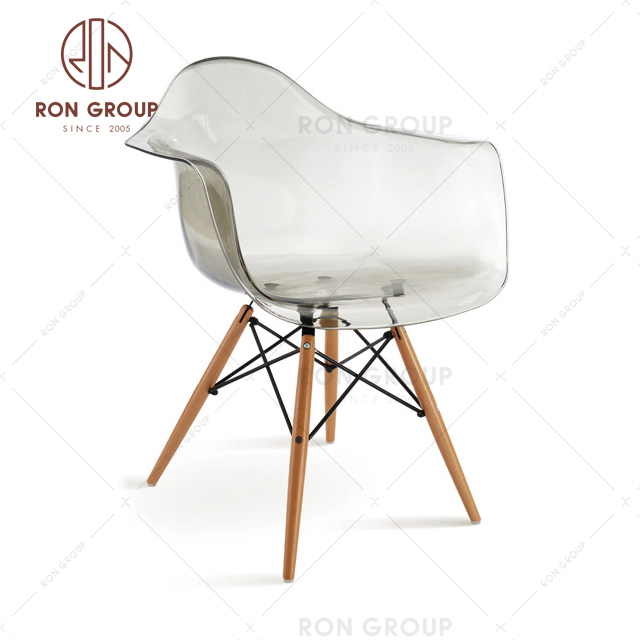 wedding stackable clear plastic dining chair with steel wood frame