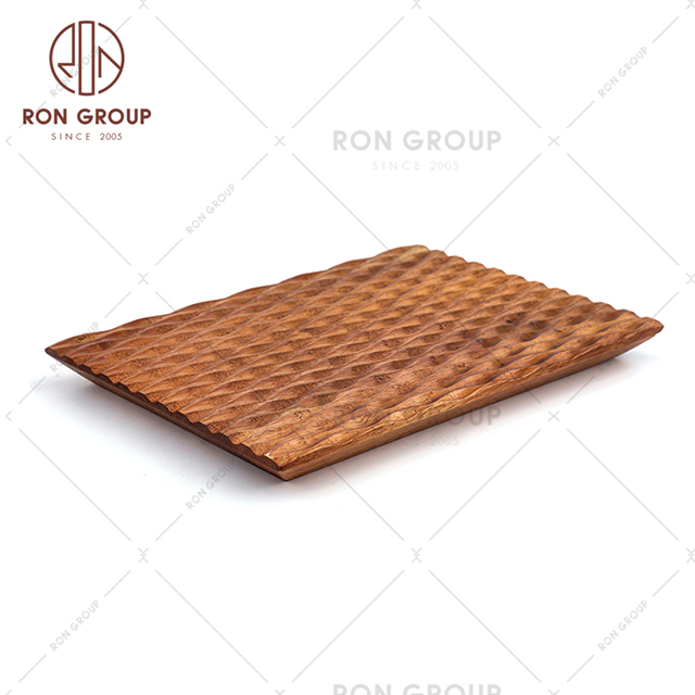 High Quality Restaurant Kitchenware Durable Wooden Rectangular Plate 