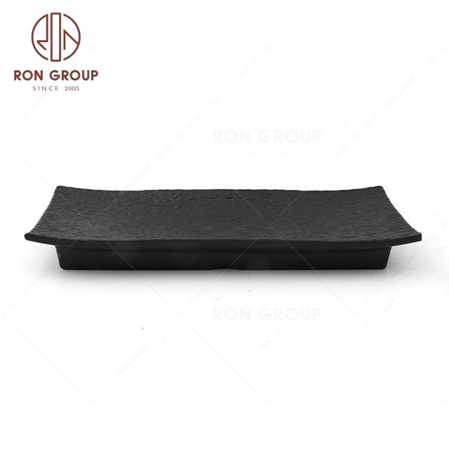 MN104 High quality black color restaurant tableware hotel club bar banquet party wedding prefered rectangular Melamine plate