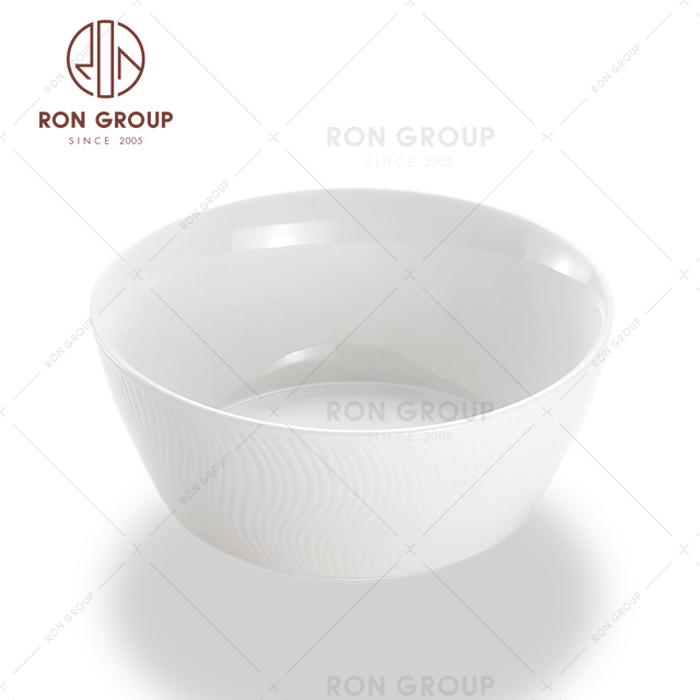 Ceramics western style high quality serving white round salad bowl 