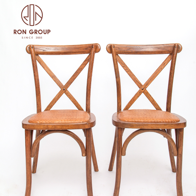 French Style Vintage Furniture Solid Wood Cross X Back Wedding Chair