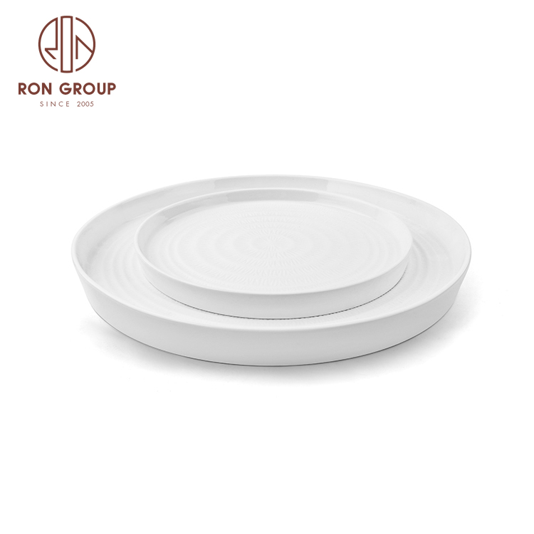 High quality porcelain Lace embossed charger plates for wedding
