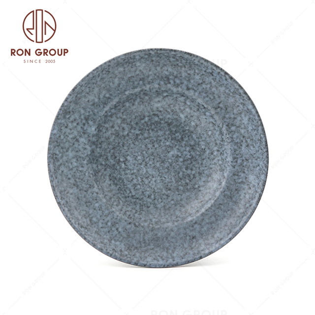 Matt blue round pasta dinner sweet plate ceramic restaurant for hositality banquet catering 