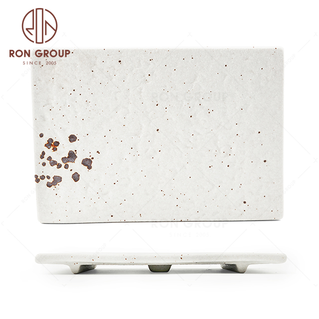 RNPC609-10017 Hot Sales Splash ink Style Restaurant Hotel Bar Cafe Wedding Rectangular Flat Meal Plate