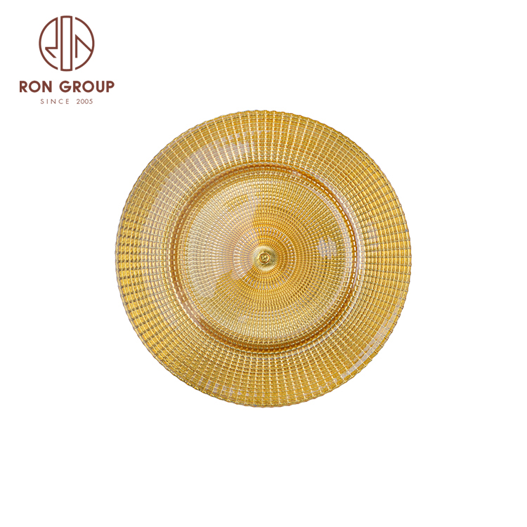 Wholesale Party Wedding Cheap 13 Inch Round Wedding Charger Plate Glass Gold Charger Plates
