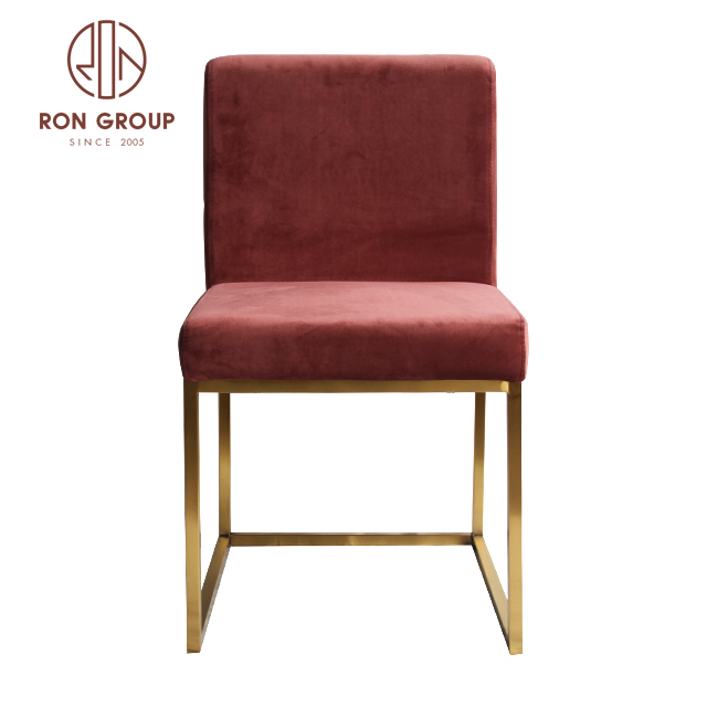 Upholstery Dining Chair In Stainless Steel Gold Base For Wedding Hall Banquet Chair