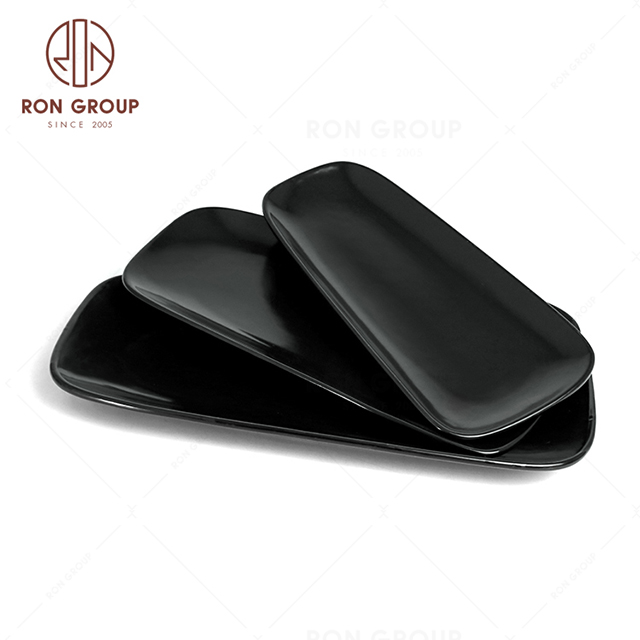 RNPCE148-Wholesale Matte Black Style Restaurant Hotel Bar Cafe Wedding Bread Shape Plate