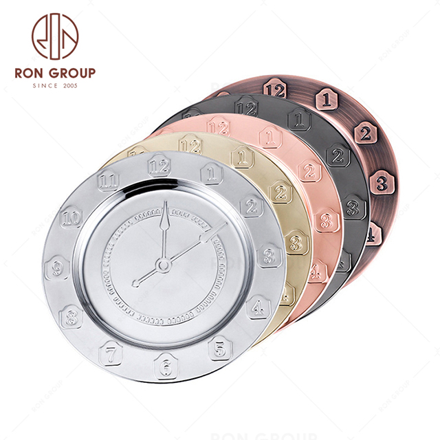 RNPKS228-15 Customized Dining Plate Restaurant Hotel Bar Cafe Wedding Stainless Steel Plate