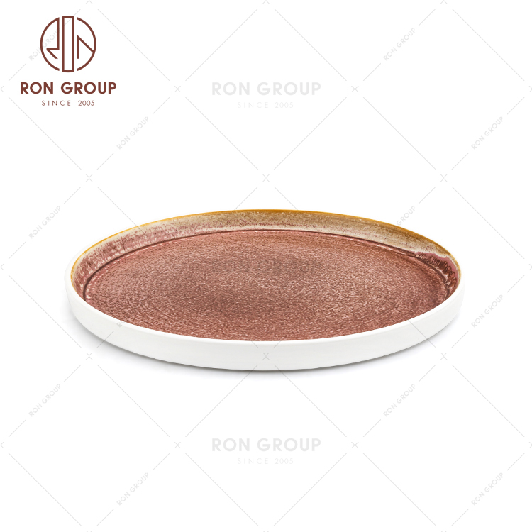 Customized Restaurant Ceramic Dinnerware Round Flat Chassis Plate 