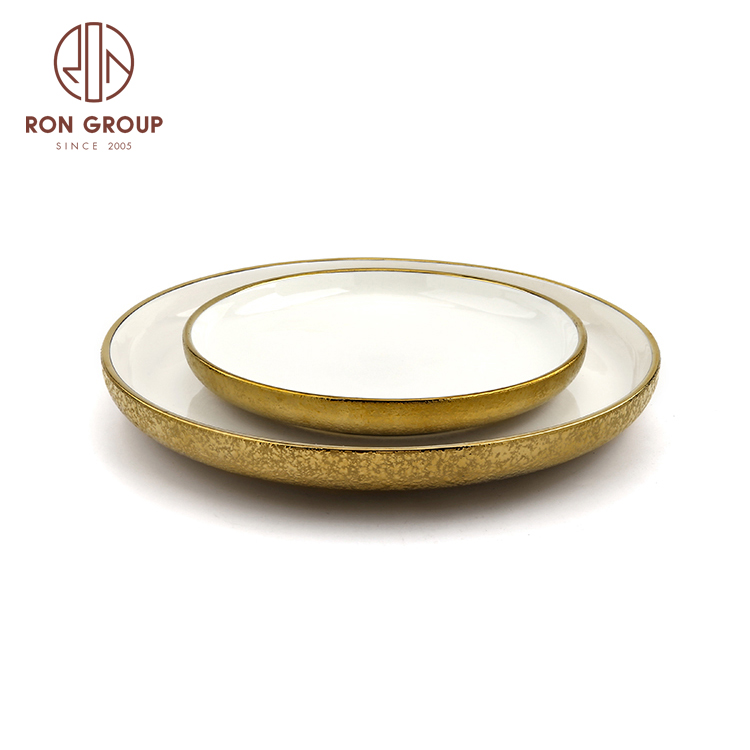 Modern wedding decoration gold plating charger plate event for catering rental