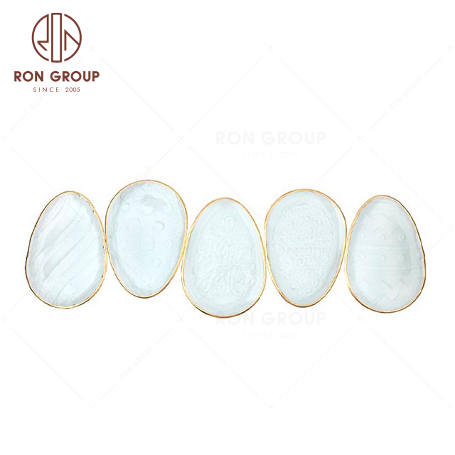 RNPG229-48 wholesale Special design restaurant hotel club bar banquet canteen party wedding Easter Egg Decorative glass Plate