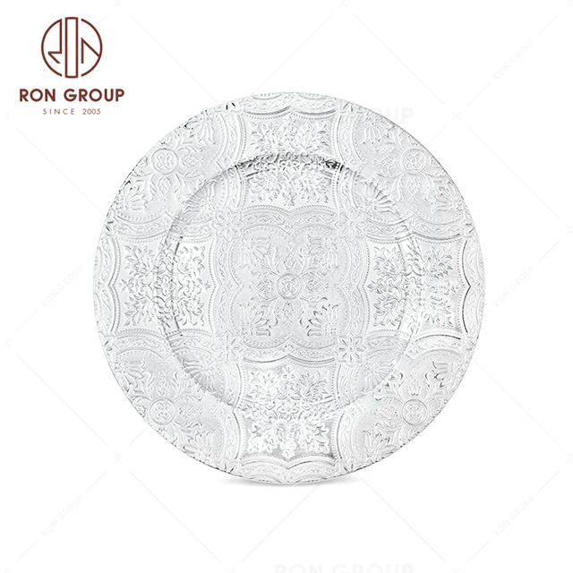 RonGroup High Quality Event Plastic Charger Plate  - Nordic Silver Wedding Plate 