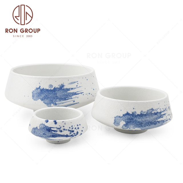 RNPC620-06150 Customized Splash ink Style Restaurant Hotel Bar Cafe Wedding Splash-ink Blue Bowl