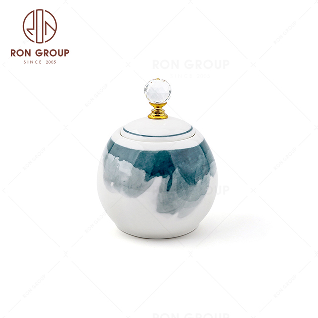 Hot sale hotel fine porcelain sugar bowl boutique hotel ceramic sugar pot