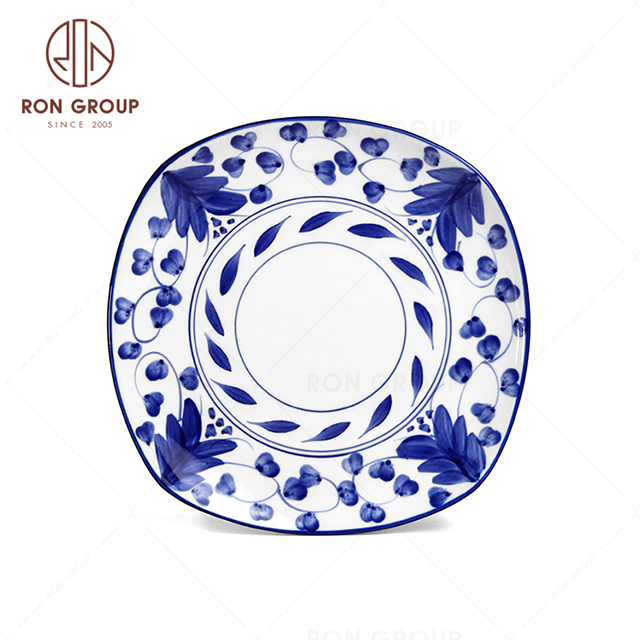 RNPCE008-Wholesale Rattan Flower Style Restaurant Hotel Bar Cafe Wedding Shallow Square Plate