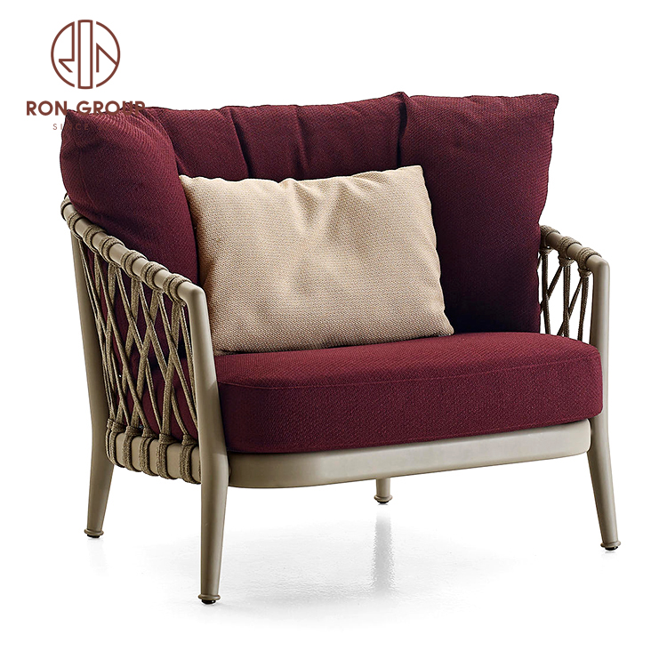 Outdoor furniture woven polyester rope knitted chairs Hotel Swimming Pool Rattan sofa chair 