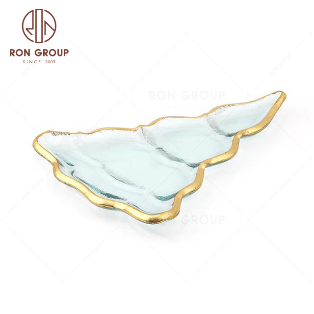 RNPG229-53 wholesale Special design restaurant hotel club bar banquet canteen party wedding glass Christmas Tree Decorative Plate