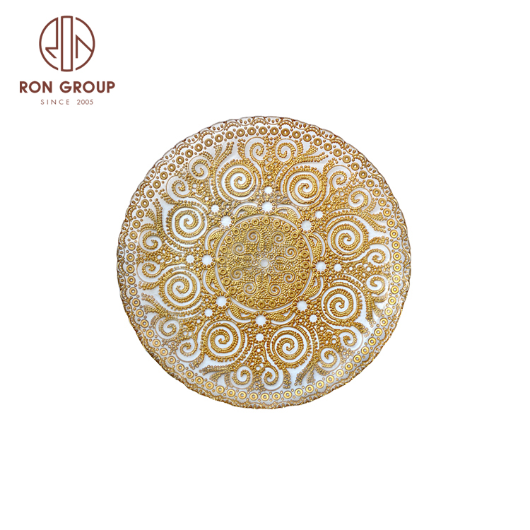 Hotel Restaurant Wedding Golden Dishes Custom Cheap Dinne Plate Sets Dinnerware