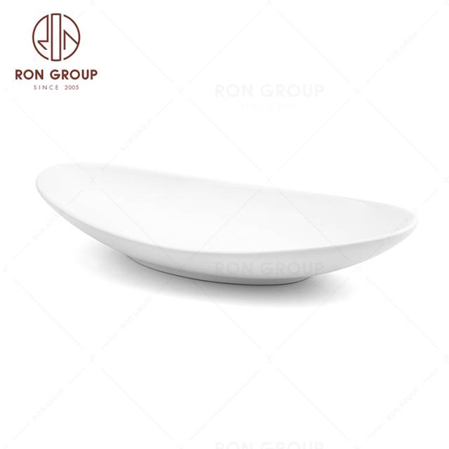 RonGroup New Color Matte White Chip Proof Porcelain  Collection - Ceramic Dinnerware Snack Plate 