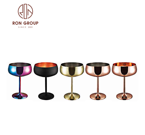 Bar drinkware  304 stainless steel wine glass metal martini cocktail wine goblet