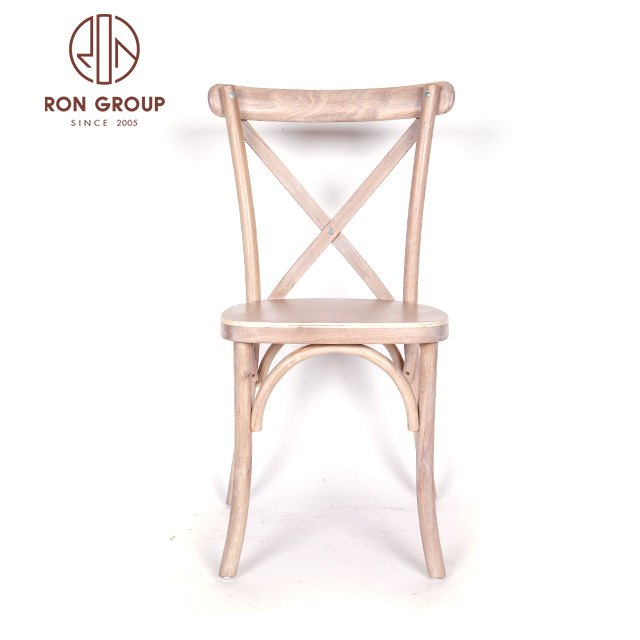 Wholesale oak bistro tiffany rental wedding stackable X cross back chair