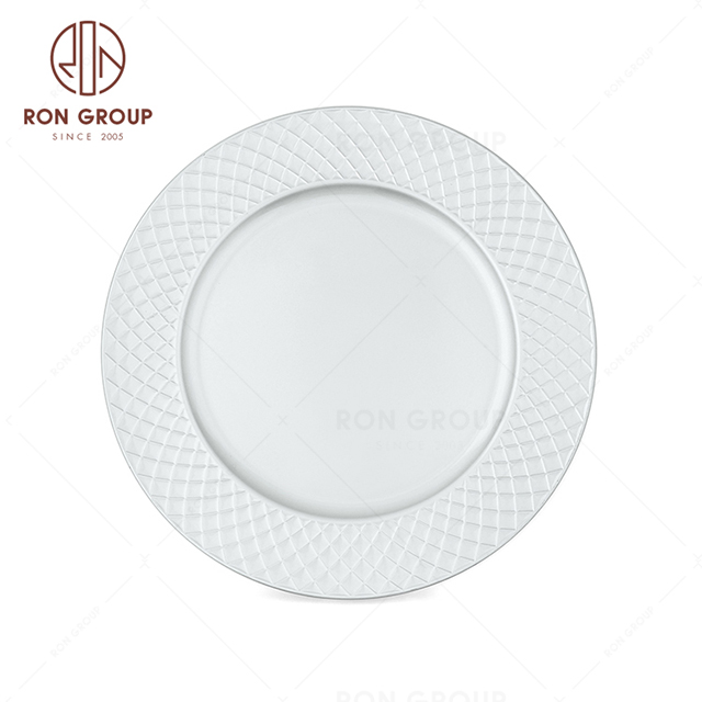 RonGroup High Quality Event Plastic Charger Plate  -  Silver Simple Round Wedding Plate 